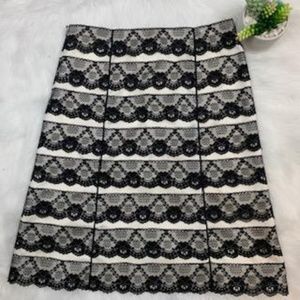 Laundry Black Lace & Cream Satin Skirt